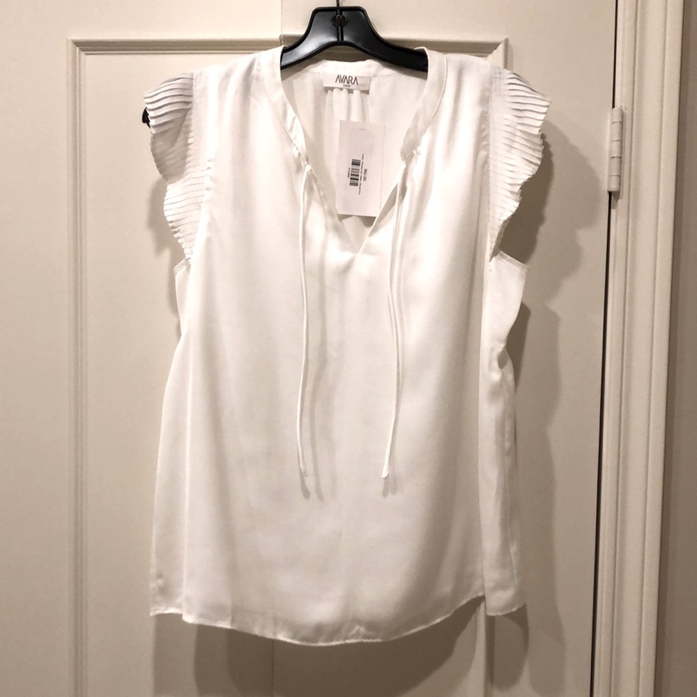Avara Elegant White Blouse with Ruffle Sleeves